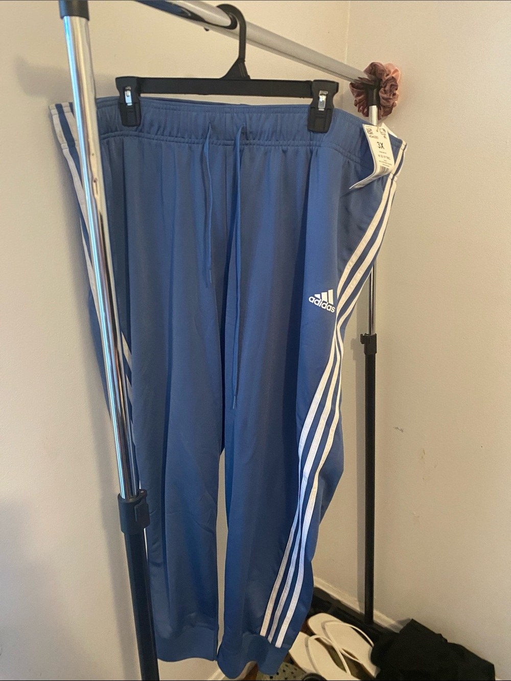 adidas Blue Woman’s jogger Pants with White Side Stripes